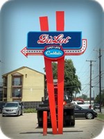 DaLat Cocktail Lounge chopstick pole sign in Dallas, TX by Signs Manufacturing, Dallas.