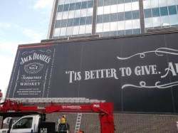 Jack Daniels Banner Installed Downtown Dallas Texas
