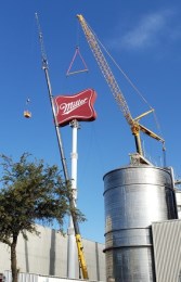 The largest sign in Texas being installed by Signs Manufacturing Corp.