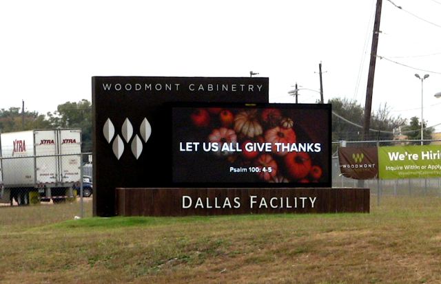 Ground mounted LED sign manufactured for a Dallas commercial location